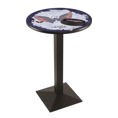 Holland Bar Stool Co 36" Blk Wrinkle Washington Capitals Pub Table, 36" dia. Top L217B3636WshCap-D2